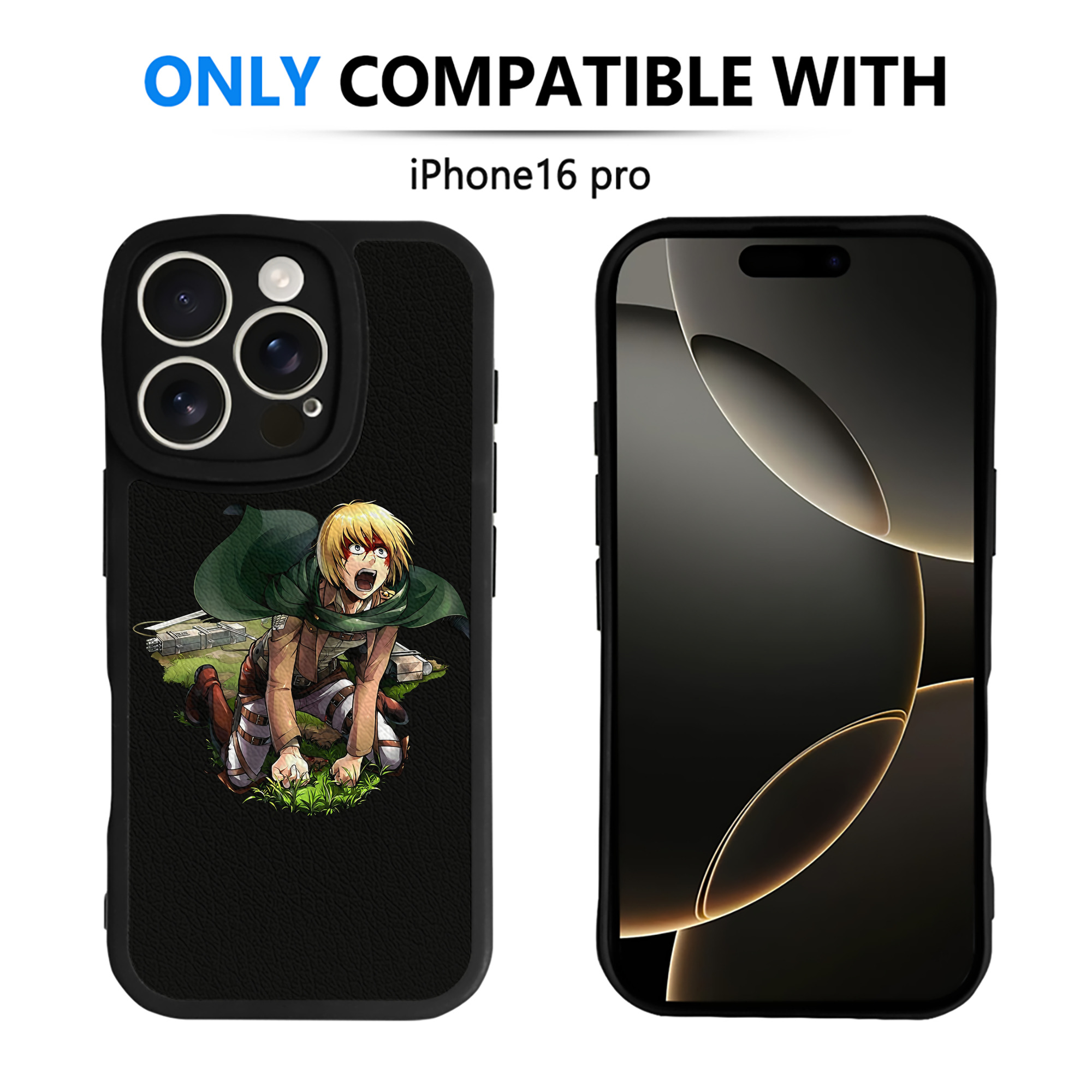 （画像用） 進撃の巨人 アルミン·アルレルト Attack on Titan Armin Arlert 【iPhone 16シリーズ対応】シリコンスマホケース（レザー調） 材質：シリコン